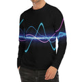 Pink And Teal Sound Wave Print Men's Long Sleeve Rash Guard
