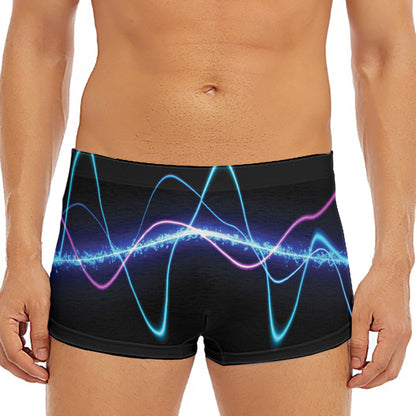 Pink And Teal Sound Wave Print Men's Short Boxer Briefs