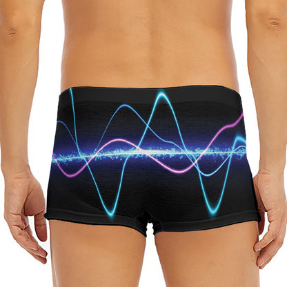 Pink And Teal Sound Wave Print Men's Short Boxer Briefs