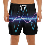 Pink And Teal Sound Wave Print Men's Split Running Shorts