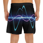 Pink And Teal Sound Wave Print Men's Split Running Shorts