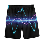 Pink And Teal Sound Wave Print Men's Sports Shorts