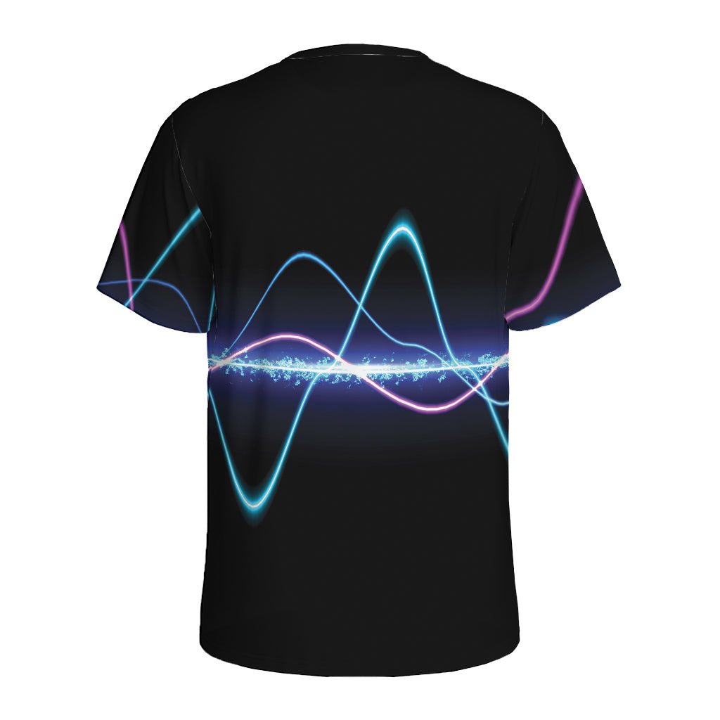 Pink And Teal Sound Wave Print Men's Sports T-Shirt