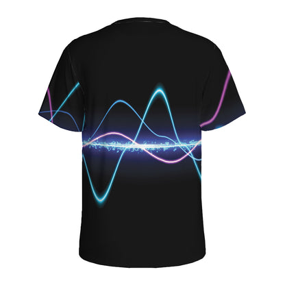 Pink And Teal Sound Wave Print Men's Sports T-Shirt