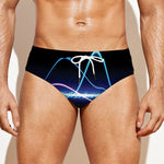 Pink And Teal Sound Wave Print Men's Swim Briefs