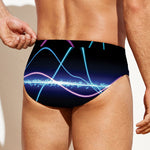 Pink And Teal Sound Wave Print Men's Swim Briefs