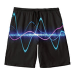 Pink And Teal Sound Wave Print Men's Swim Trunks