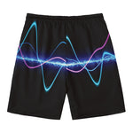 Pink And Teal Sound Wave Print Men's Swim Trunks