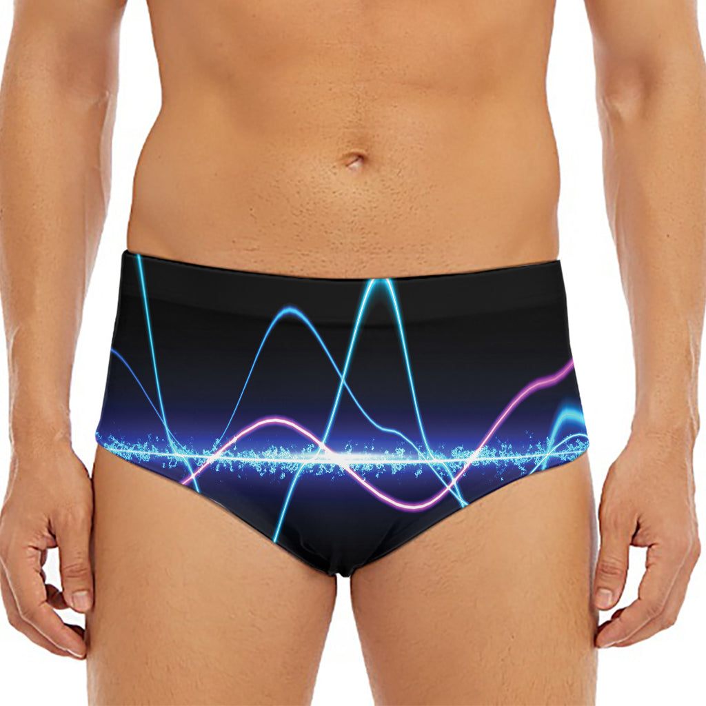 Pink And Teal Sound Wave Print Men's Triangle Swim Briefs