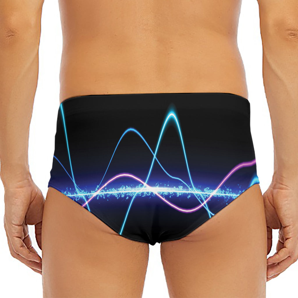 Pink And Teal Sound Wave Print Men's Triangle Swim Briefs