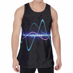 Pink And Teal Sound Wave Print Men's Velvet Tank Top