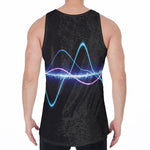 Pink And Teal Sound Wave Print Men's Velvet Tank Top