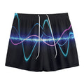 Pink And Teal Sound Wave Print Mesh Shorts