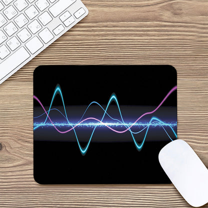 Pink And Teal Sound Wave Print Mouse Pad