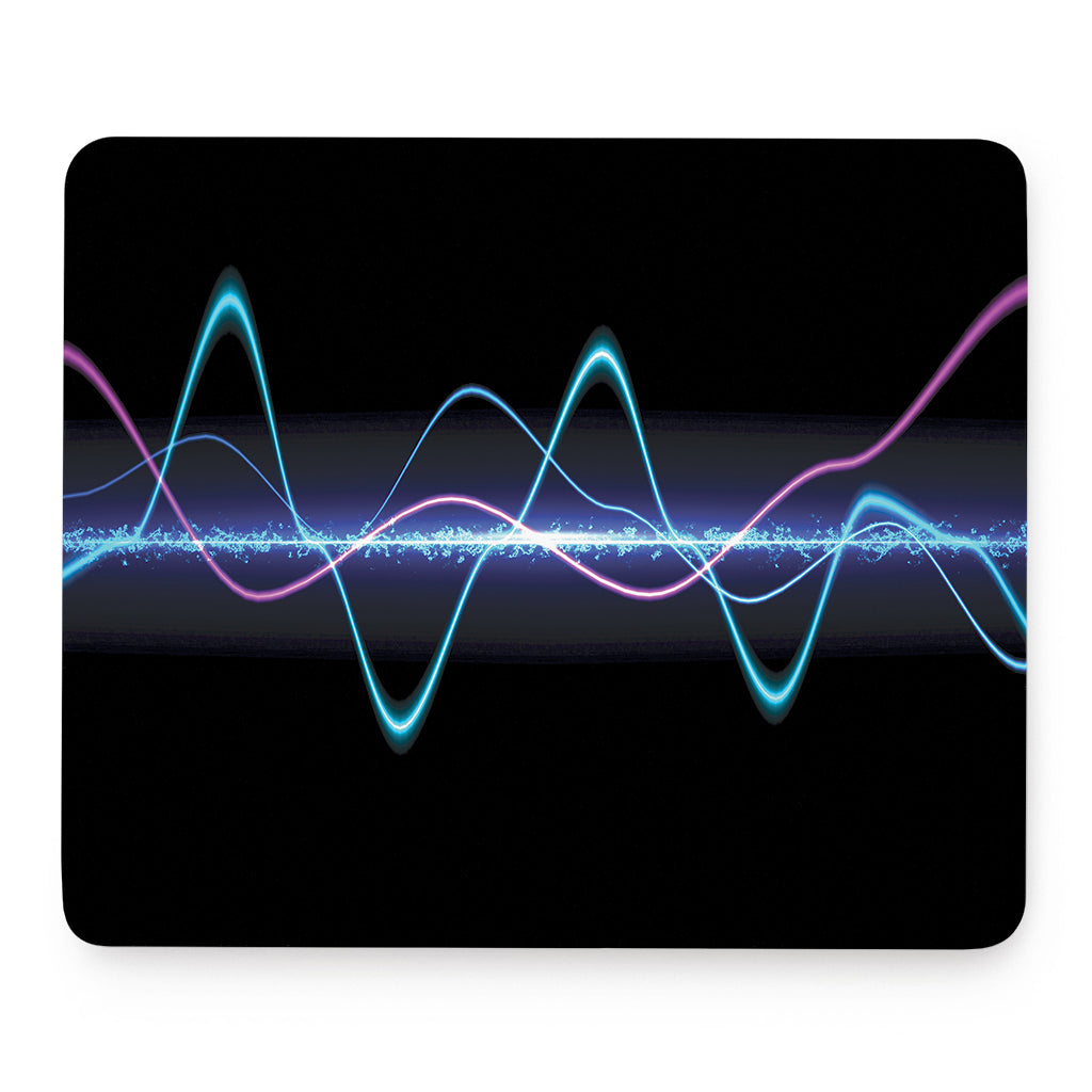 Pink And Teal Sound Wave Print Mouse Pad