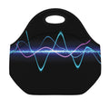 Pink And Teal Sound Wave Print Neoprene Lunch Bag