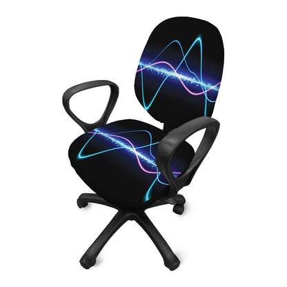 Pink And Teal Sound Wave Print Office Chair Cover