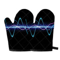 Pink And Teal Sound Wave Print Oven Mitts