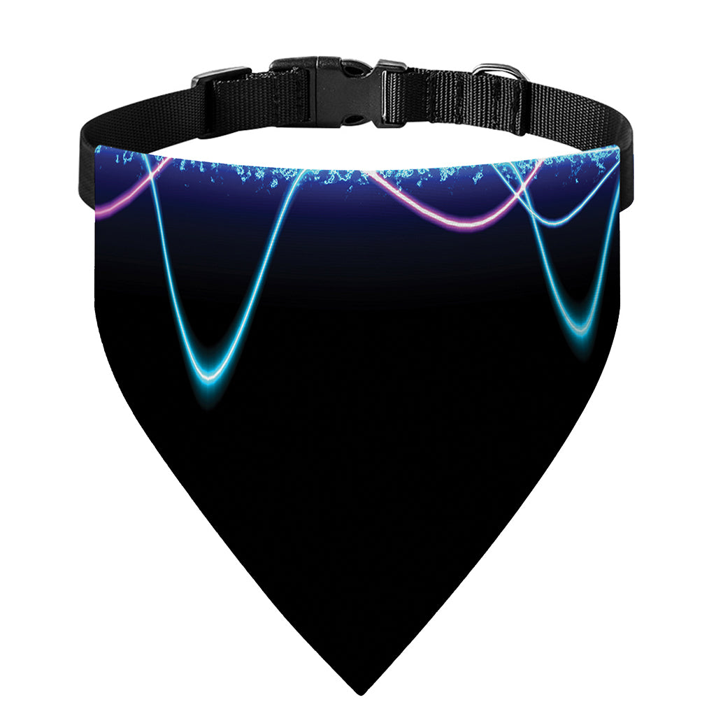 Pink And Teal Sound Wave Print Over The Collar Dog Bandana