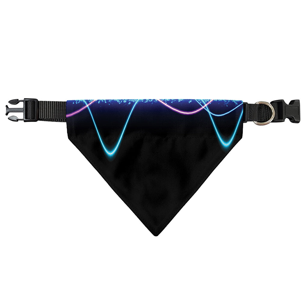 Pink And Teal Sound Wave Print Over The Collar Dog Bandana