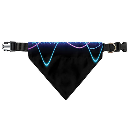 Pink And Teal Sound Wave Print Over The Collar Dog Bandana