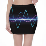 Pink And Teal Sound Wave Print Pencil Mini Skirt
