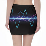 Pink And Teal Sound Wave Print Pencil Mini Skirt