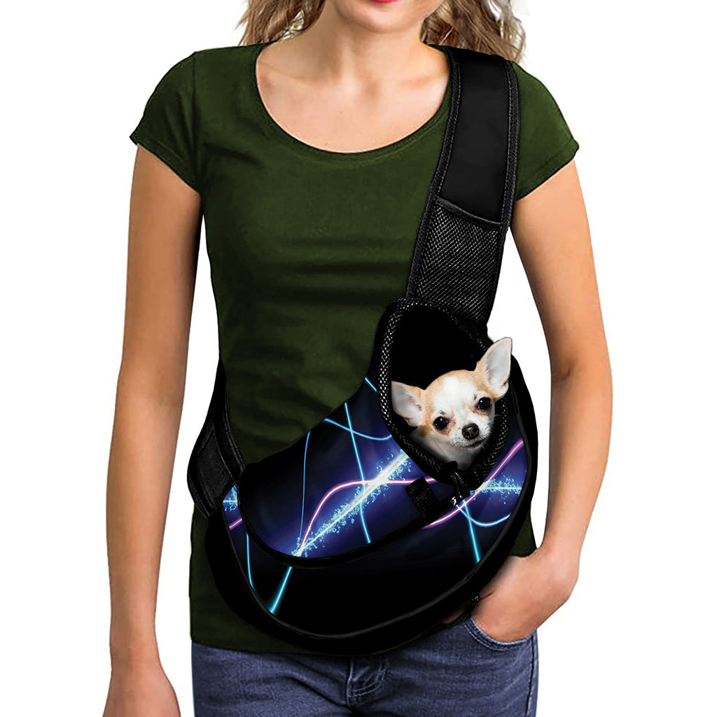 Pink And Teal Sound Wave Print Pet Sling Carrier