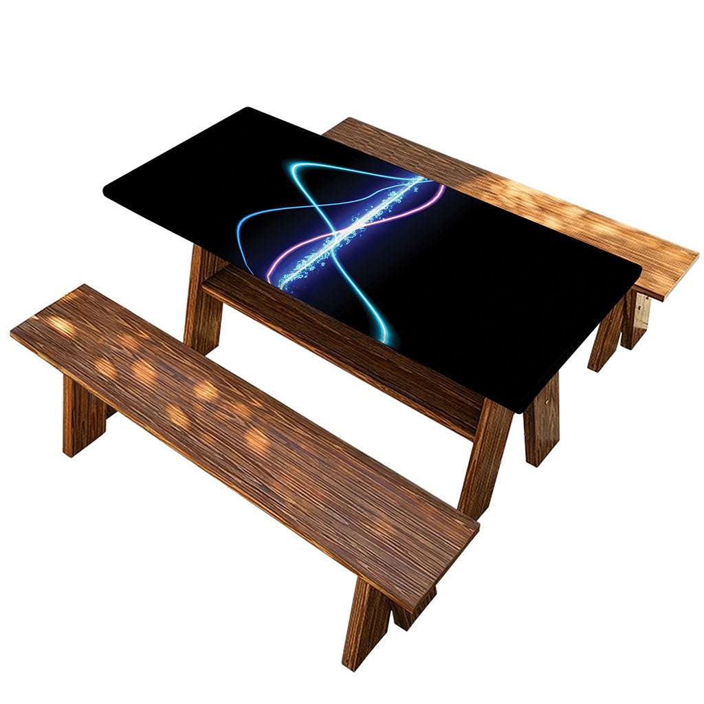Pink And Teal Sound Wave Print Picnic Table Cover
