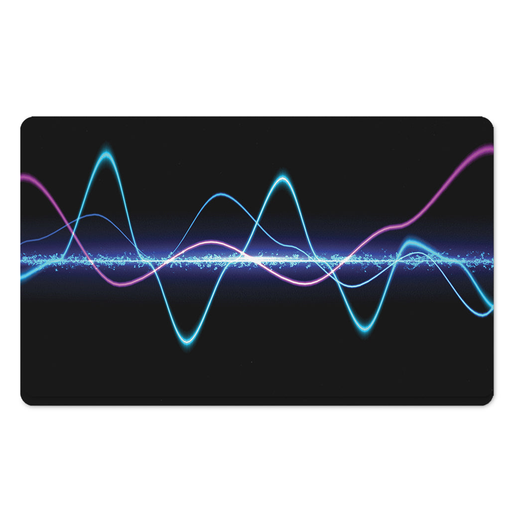 Pink And Teal Sound Wave Print Polyester Doormat