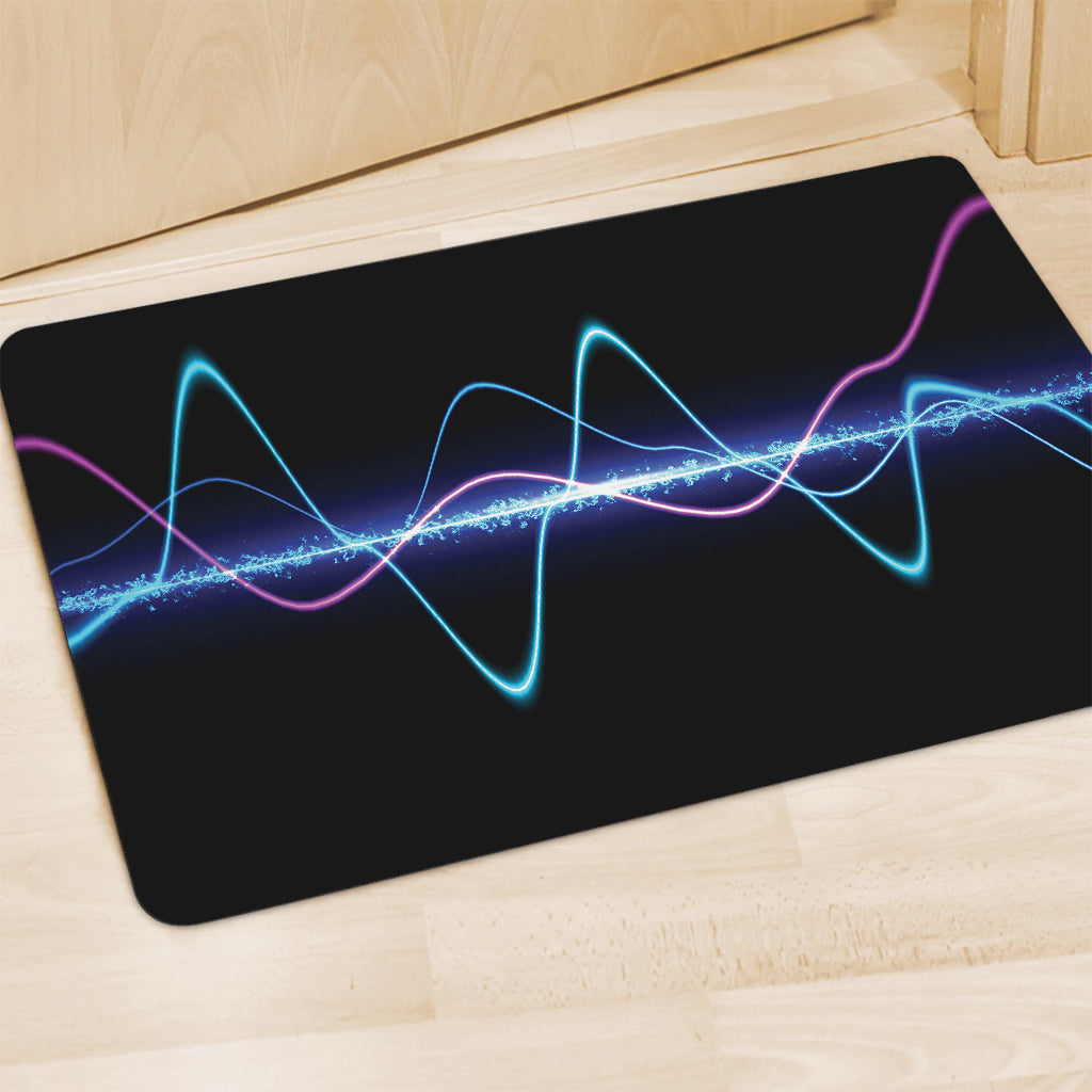 Pink And Teal Sound Wave Print Polyester Doormat