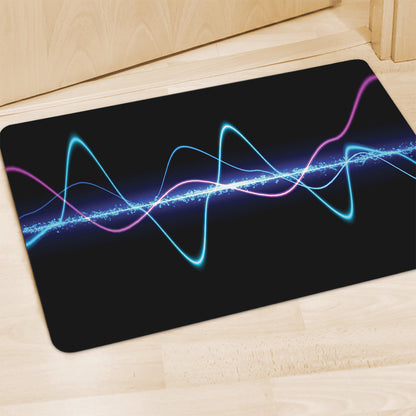 Pink And Teal Sound Wave Print Polyester Doormat