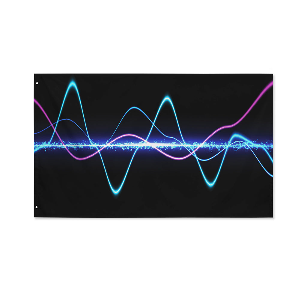 Pink And Teal Sound Wave Print Polyester Flag