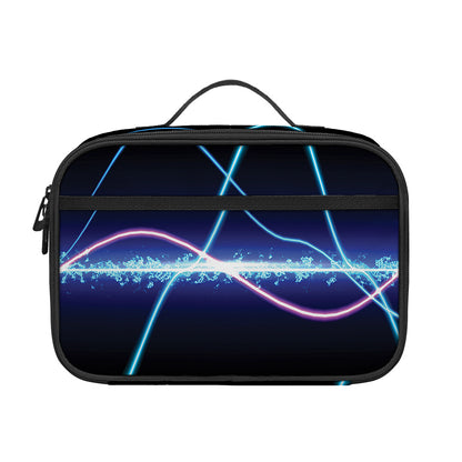 Pink And Teal Sound Wave Print Portable Lunch Bag