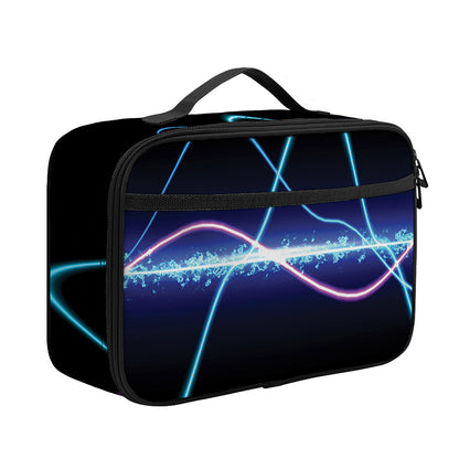 Pink And Teal Sound Wave Print Portable Lunch Bag