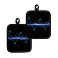 Pink And Teal Sound Wave Print Pot Holders