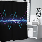 Pink And Teal Sound Wave Print Premium Shower Curtain