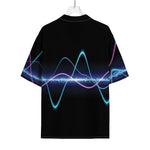Pink And Teal Sound Wave Print Rayon Hawaiian Shirt