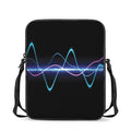 Pink And Teal Sound Wave Print Rectangular Crossbody Bag