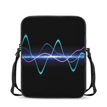 Pink And Teal Sound Wave Print Rectangular Crossbody Bag