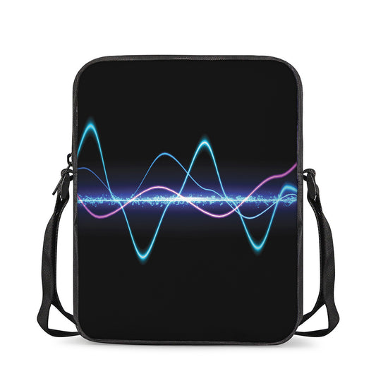 Pink And Teal Sound Wave Print Rectangular Crossbody Bag