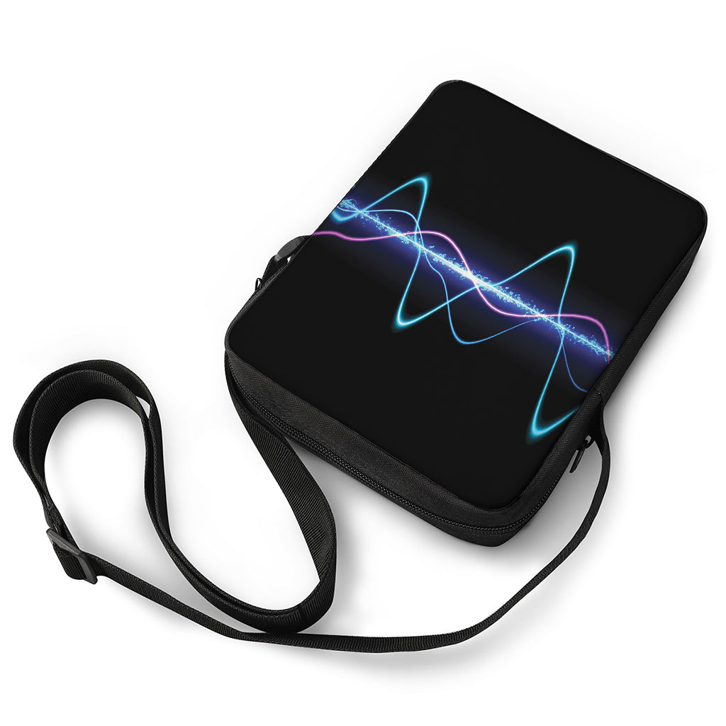 Pink And Teal Sound Wave Print Rectangular Crossbody Bag