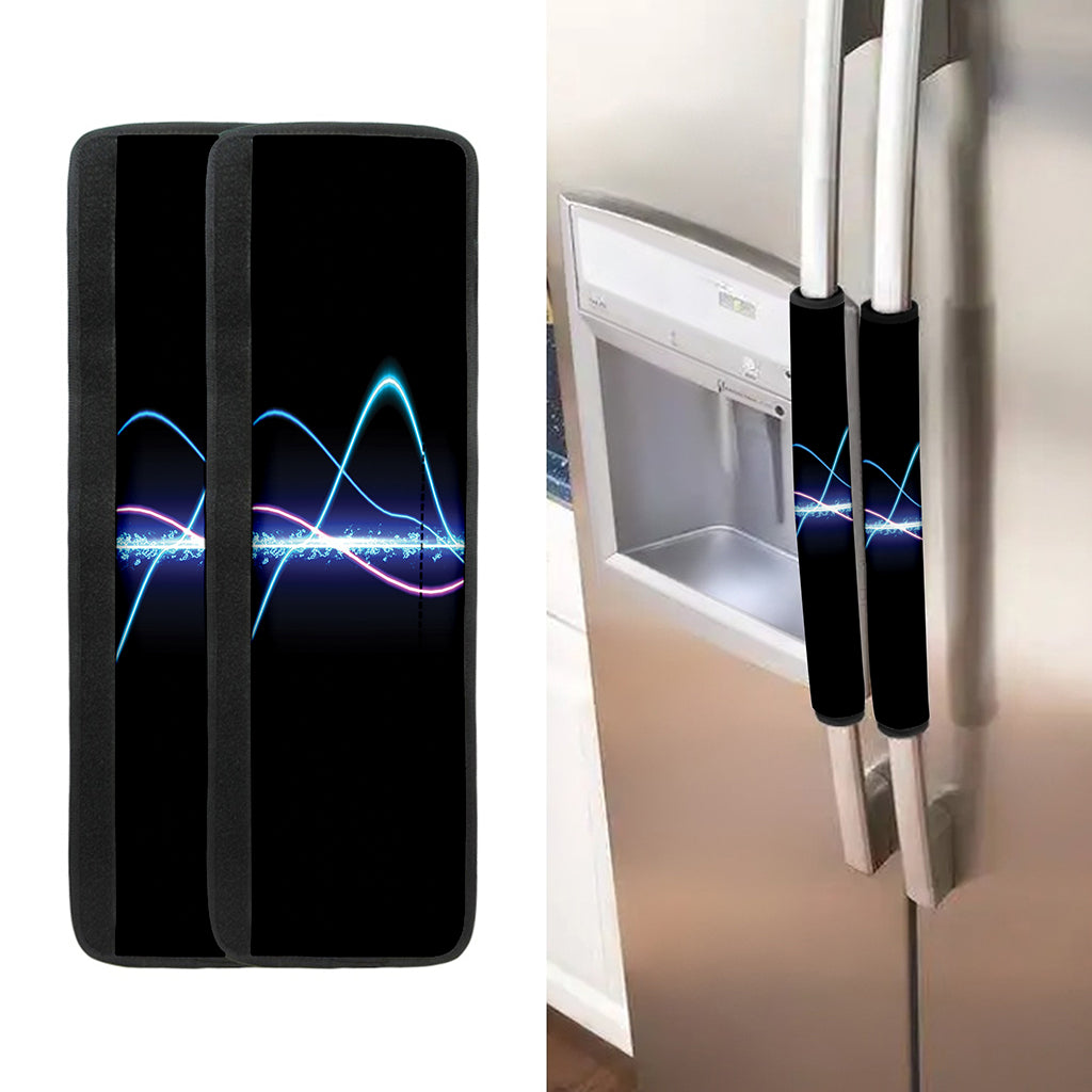 Pink And Teal Sound Wave Print Refrigerator Handle Covers