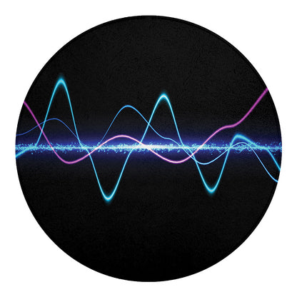 Pink And Teal Sound Wave Print Round Blanket