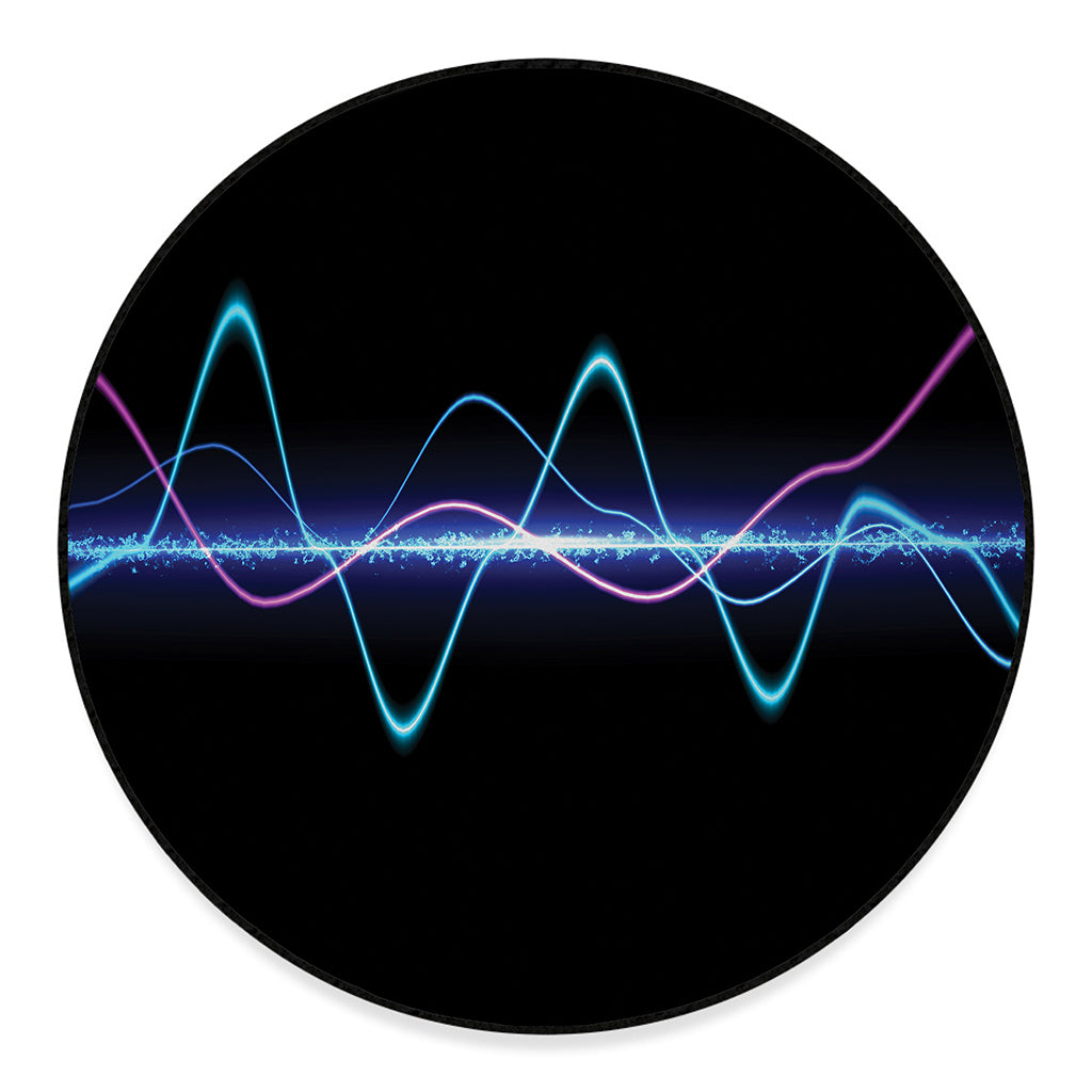 Pink And Teal Sound Wave Print Round Floor Mat