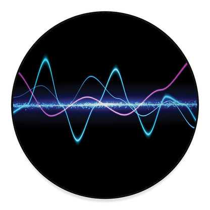 Pink And Teal Sound Wave Print Round Floor Mat