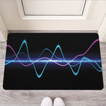 Pink And Teal Sound Wave Print Rubber Doormat