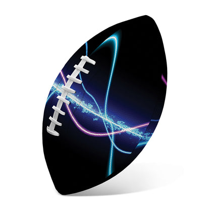 Pink And Teal Sound Wave Print Rugby Ball