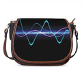 Pink And Teal Sound Wave Print Saddle Bag