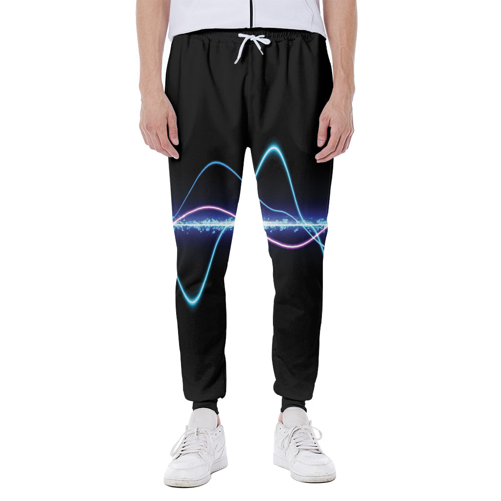 Pink And Teal Sound Wave Print Scuba Joggers